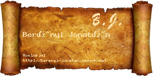 Berényi Jonatán névjegykártya
